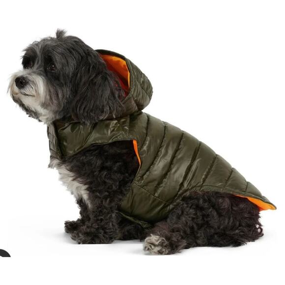 Pajar Pup Seymour Lightweight Dog Puffer Jacket Military Green Orange Size Small - Picture 1 of 12